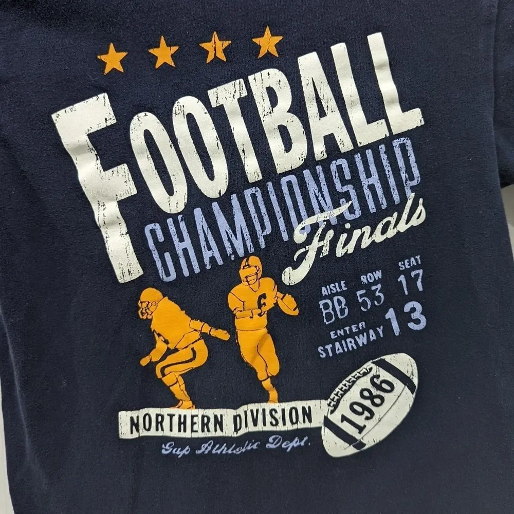Gap kids navy blue football championship NFL long sleeve T-shirt boys size 4 5
